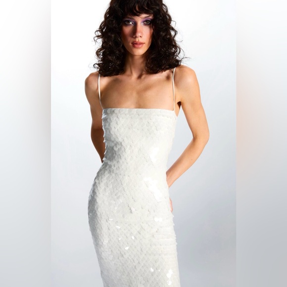NWT The New Arrivals By Ilkyaz Ozel Phoenix Dress White Sequin SIZE 4 / 36 XS